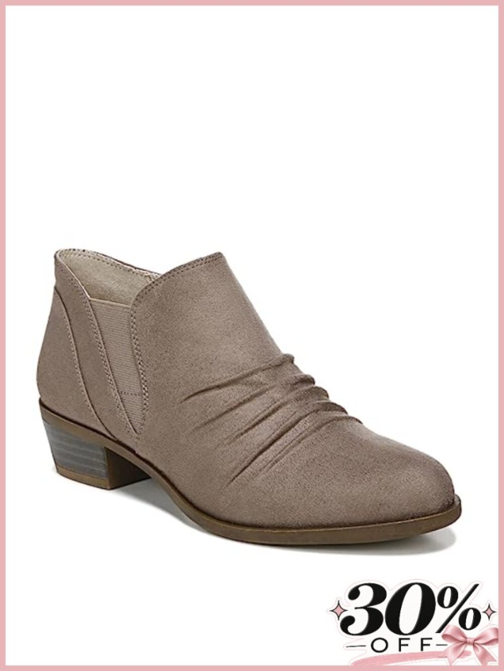 Microsuede Ankle Boot with Memory Foam Comfort and Zip Closure